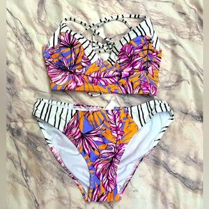 WORN ONCE Salt + Cove Bikini Orange Printed